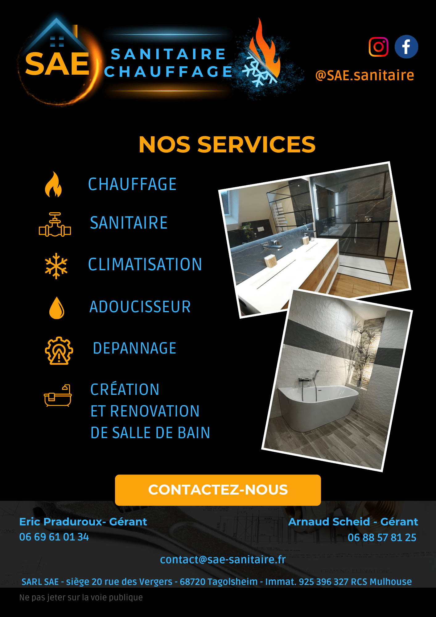 Flyer de service SAE créé par Pixel Étincelle