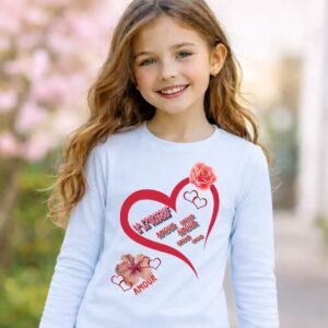petite fille avec t-shirt a manche longue t-shirt fête des mères