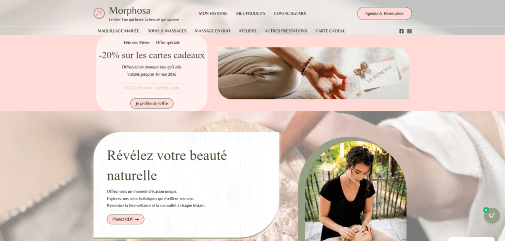 Création du site internet Morphosa.fr à Waldighoffen avec WordPress, réservation Planity et vente en ligne intégrée